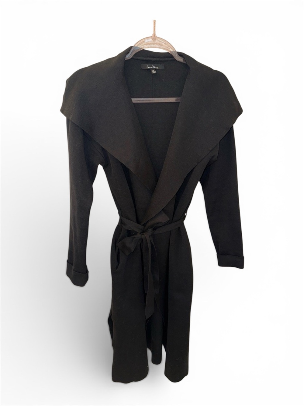 Love Tree Black Knit Belted Duster Cardigan